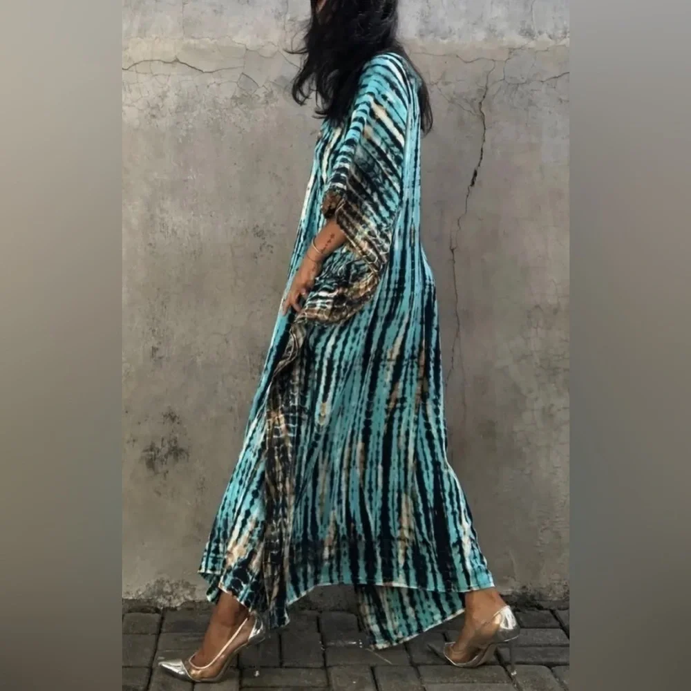 Jenny Elegant Bohemian Kaftan Maxi Dress Swimsuit Coverup - Picture 2 of 13
